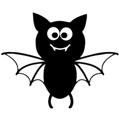 Halloween Bat with Large Eyes, Pointed Ears, and Sharp Teeth for Spooky Atmosphere