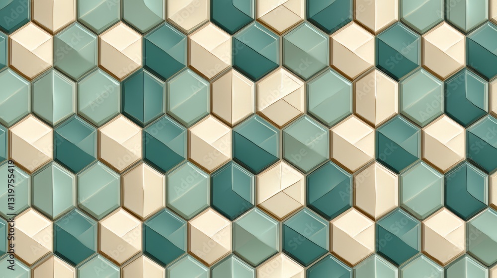 Poster pattern of blue and white tiles with a gold border. the tiles are arranged in a way that creates a s