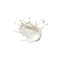 Liquid dairy creates a dramatic splash effect against a clear, transparent background, emphasizing movement and fluidity in the scene.