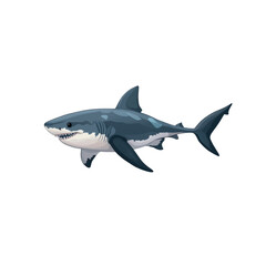 Fototapeta premium This design showcases a detailed illustration of a great white shark, emphasizing its powerful physique against a transparent backdrop.