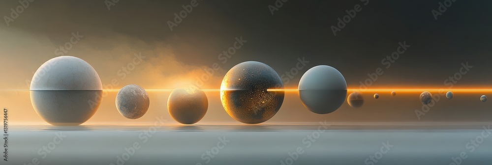 Aufkleber spheres representing unique digital worlds connected by vibrant light beams in a cosmic landscape hi