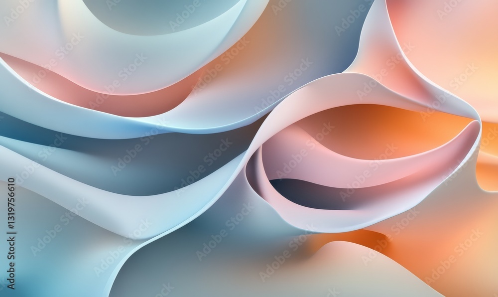Aufkleber simple 3d abstract design with shapes in soft pastel colors.