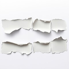 Torn white paper with jagged edges on a plain background