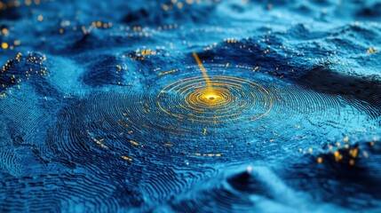 Abstract radar map interface on blue backdrop. Spy and cyber terrorism concept. 3D Rendering