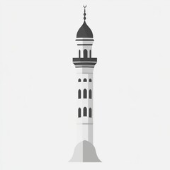 Vector illustration of a simple black and white minaret
