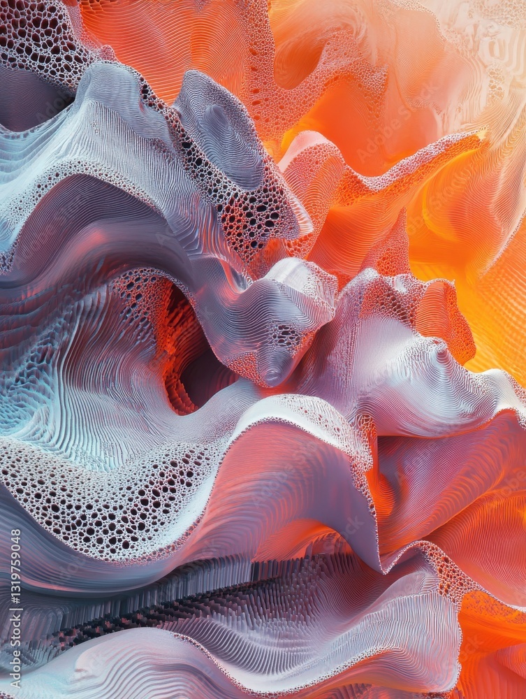 Poster a digital landscape of overlapping layers and gradients, creating a sense of depth and intrigue for 
