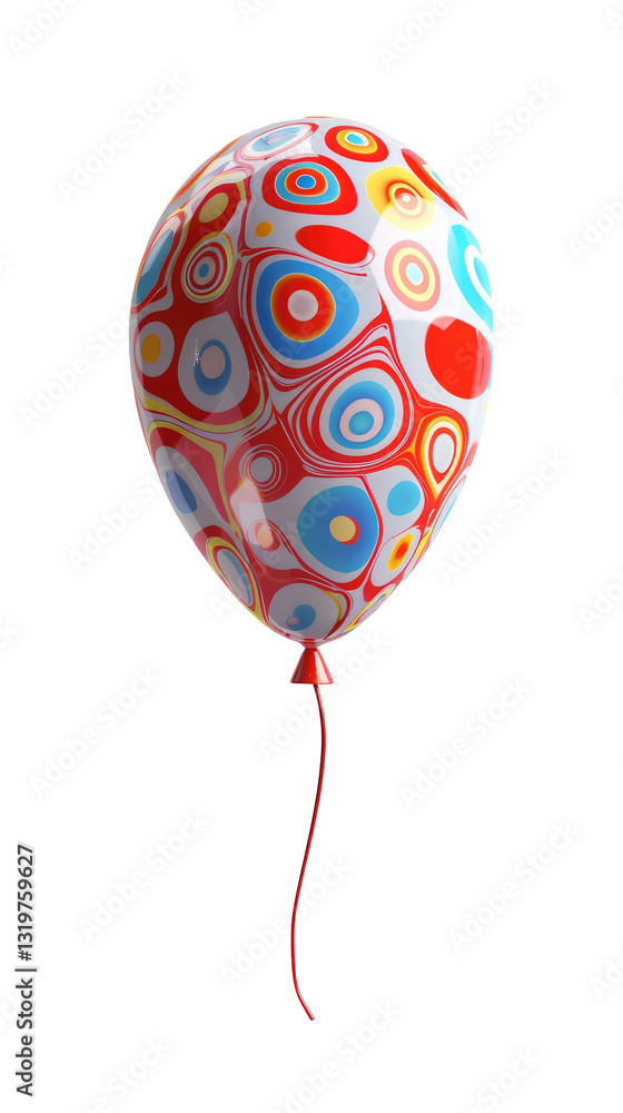 Aufkleber abstract circle patterned balloon with red string on white or transparent. fun party or celebration 