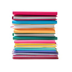 Rainbow-Coloured Notebooks Stacked Together, Isolated on Transparent Background.