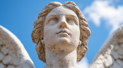 Obraz premium Close-up of Angel Statue Against Blue Sky