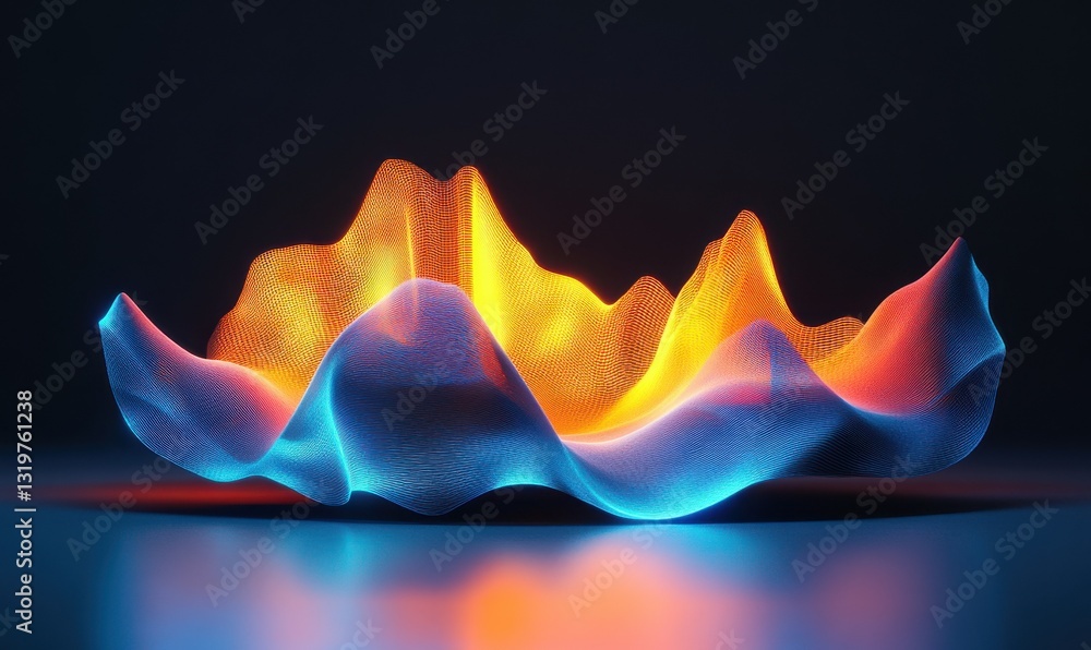 Poster elegant financial stock graph glowing with vibrant orange and blue lights illuminated by gradient li