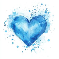 Light blue heart cartoon with watercolor effect