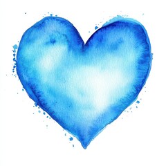 Light blue heart cartoon illustration with watercolor style
