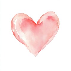 Fototapeta premium Light pink heart cartoon illustration in watercolor style