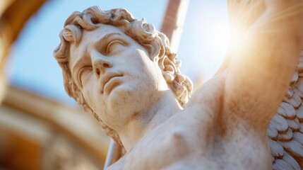 Dramatic Sunlit Marble Statue