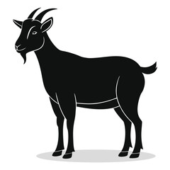 Goat silhouettes and icons. Black flat color simple elegant white background Goat animal vector and illustration.