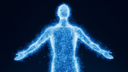 Glowing Digital Human Silhouette