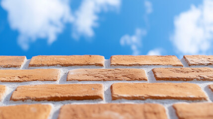Red Brick Wall Against Blue Sky