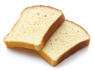 Slices of white sandwich bread on a plain white background