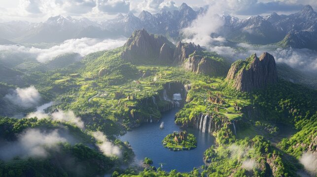 Aerial View of a Fantasy Landscape