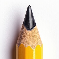 Yellow pencil with sharp tip on a white background