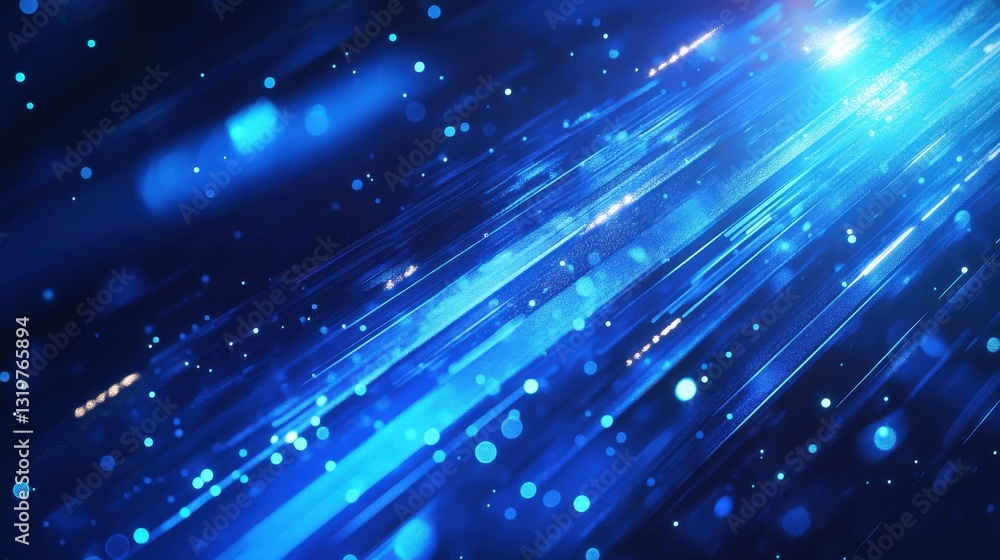 Poster abstract background featuring fast-moving blue light and arrows, creating a dynamic digital effect.