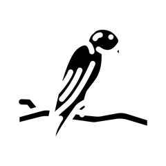 parrot perched branch glyph icon vector illustration