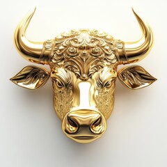 Golden Taurus zodiac symbol on a white background