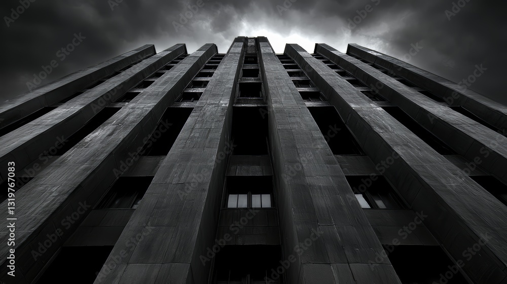 Aufkleber tall building with a dark sky in the background. the building is made of black stone and has a very 
