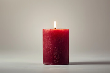 festive candle design, a simple, minimalistic red candle with a warm cinnamon and clove scent against a white backdrop, inviting holiday cheer