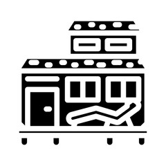 lawn chair outside mobile home glyph icon vector illustration