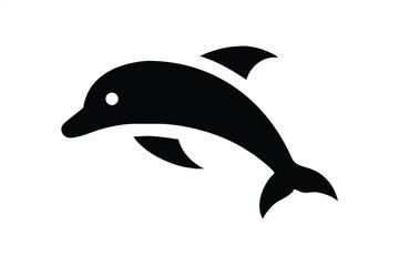 Naklejka premium Simple black dolphin silhouette showcasing playful marine life