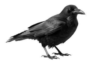 Stunning American crow with spread wings soaring through the sky isolated on transparent background