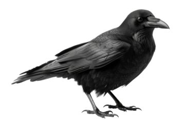Stunning American crow with spread wings soaring through the sky isolated on transparent background