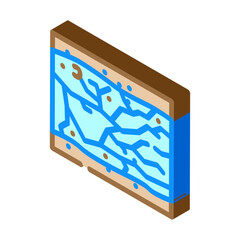 crack in ice fracture isometric icon vector illustration
