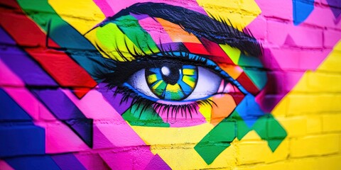 Fototapeta premium Graffiti mural of a woman on wall in the city streets