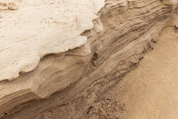 View of distinct horizontal layers of sand
