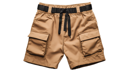 Stylish cargo shorts mockup white product photography minimalist setting studio viewpoint fashion concept