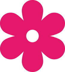 Set of simple flower icon illustration. Apple, cherry, plum, apricot, pear or peach blossoms. Kids cute decor. Hippy groovy daisy flowers set. Retro vintage style, hand drawn decorative elements.