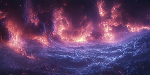 Cosmic nebula formation outer space digital celestial environment wide angle astronomy