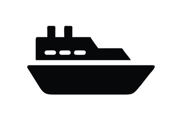 Black vector illustration of a cargo ship on a white background