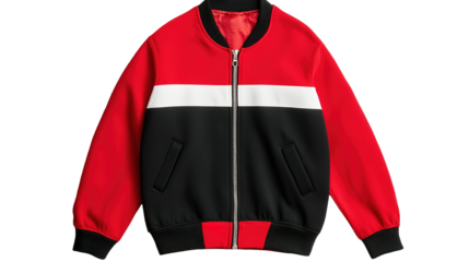 Stylish varsity jacket mockup white fashion apparel studio setting front view contemporary design