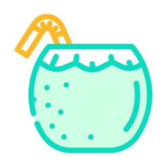 coconut water meal drink color icon vector illustration