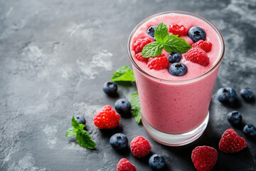 A glass of freshly blended protein shake isolated on a clean white background