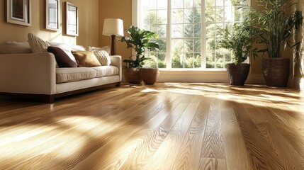 Sunny living room with hardwood floors (1)