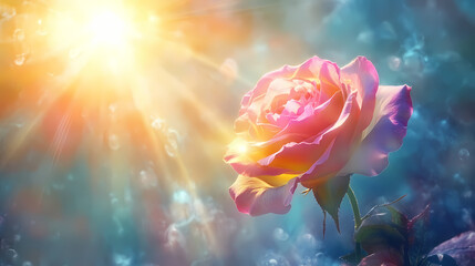 Resplendent sun, encircled by iridescent hues of boundless cosmic abyss, instills a profound sense of awe, unveiling unfathomable expanse of universe. Opalescent Hues. Illustration
