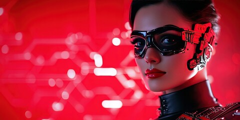 Cyberpunk woman with a fusion of technology and fashionable style
