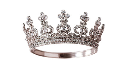 Elegant silver crown with diamonds luxury jewelry fashion show glamorous setting close-up view royalty concept