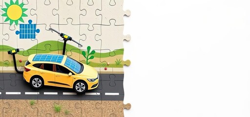 Solar Powered Car Puzzle Clean Energy Eco Friendly Transportation Sustainable Future