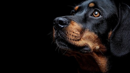 Fototapeta premium A close up of a dog's face on a black background