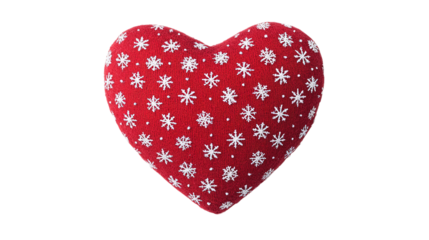 Snowflake-laden red heart clipart for christmas digital design holiday theme isolated view festive concept